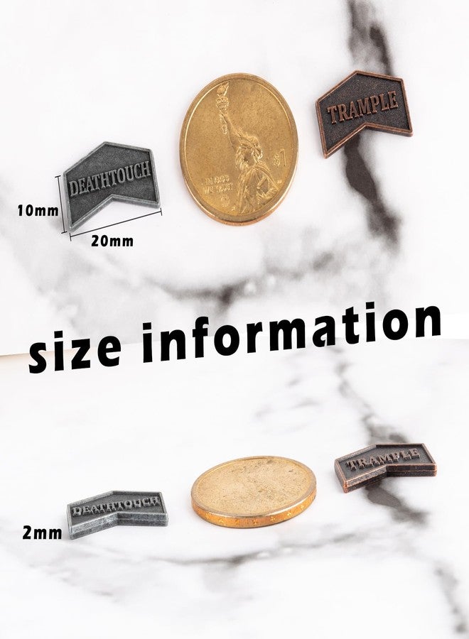 LAMJAM 36 Pieces Magic The Gathering Antique Metal Token Counter MTG Keyword Counters Creature Stats Buff Tokens for CCG Card Gaming Accessories - Image 2